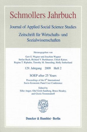 ISBN 9783428131587: SOEP after 25 Years.: Proceedings of the 8th International Socio-Economic Panel User Conference. Schmollers Jahrbuch, 129. Jg. (2009), Heft 2 (S. ... Journal of Contextual Economics, Band 129)