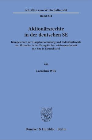 ISBN 9783428151080: Aktionaersrechte in der deutschen SE.