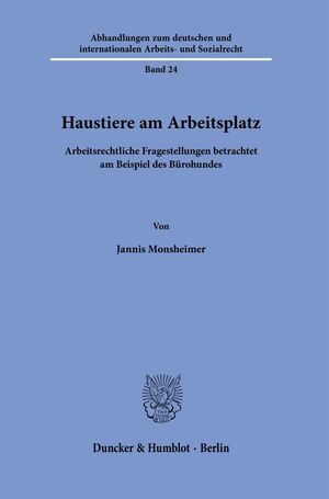 ISBN 9783428192359: Haustiere am Arbeitsplatz