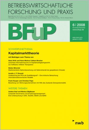 ISBN 9783482573729: Kapitalmarkttheorie – BFuP 6/2008.