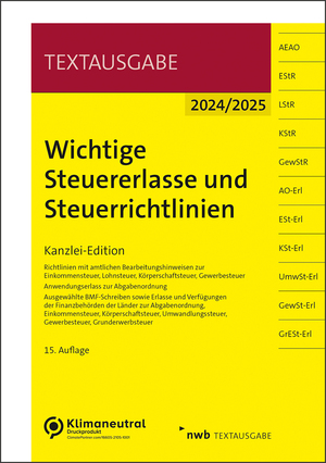 ISBN 9783482683152: Wichtige Steuererlasse und Steuerrichtlinien | Kanzlei-Edition | Bundle | Textausgabe | 1 Taschenbuch | Deutsch | 2024 | NWB Verlag | EAN 9783482683152