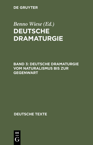 ISBN 9783484190139: Deutsche Dramaturgie / Deutsche Dramaturgie vom Naturalismus bis zur Gegenwart