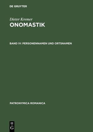 ISBN 9783484555174: Dieter Kremer: Onomastik / Personennamen und Ortsnamen