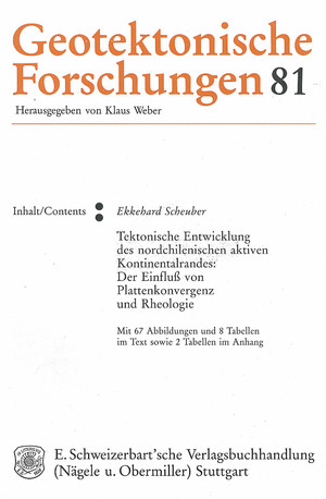 ISBN 9783510500475: Tektonische Entwicklung des nordchilenischen aktiven Kontinentalrandes - Der Einfluss von Plattenkonvergenz und Rheologie