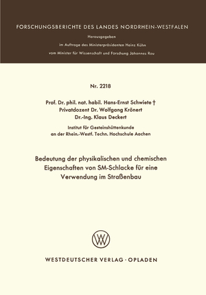 ISBN 9783531022185: Bedeutung der physikalischen und chemischen Eigenschaften von SM-Schlacke für eine Verwendung im Straßenbau