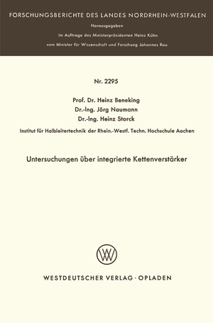 ISBN 9783531022956: Untersuchungen über integrierte Kettenverstärker