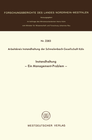 ISBN 9783531023830: Instandhaltung - Ein Management-Problem