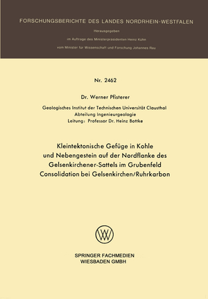 ISBN 9783531024622: Kleintektonische Gefüge in Kohle und Nebengestein auf der Nordflanke des Gelsenkirchener-Sattels im Grubenfeld Consolidation bei Gelsenkirchen/Ruhrkarbon