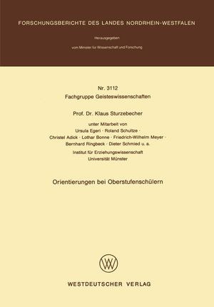 ISBN 9783531031125: Orientierungen bei Oberstufenschülern