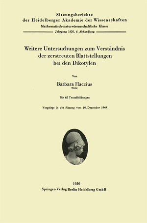 ISBN 9783540015017: Weitere Untersuchungen zum Verständnis der zerstreuten Blattstellungen bei den Dikotylen