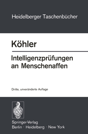 ISBN 9783540064091: Intelligenzprüfungen an Menschenaffen - Mit einem Anhang zur Psychologie des Schimpansen