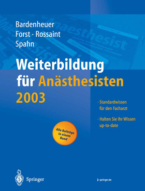 ISBN 9783540203759: Weiterbildung für Anästhesisten 2003