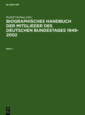 ISBN 9783598237805: Biographisches Handbuch der Mitglieder des Deutschen Bundestages 1949-2002