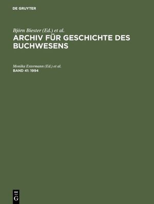 ISBN 9783598248375: Archiv für Geschichte des Buchwesens / 1994