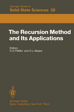 ISBN 9783642824463: The Recursion Method and Its Applications – Proceedings of the Conference, Imperial College, London, England September 13–14, 1984