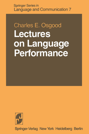 ISBN 9783642872914: Lectures on Language Performance