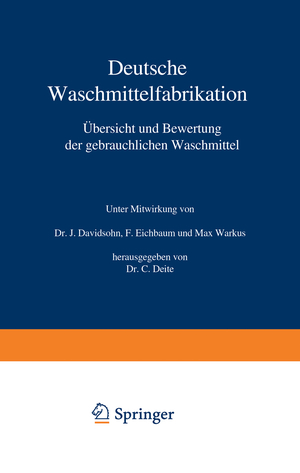 ISBN 9783642891915: Deutsche Waschmittelfabrikation – Übersicht und Bewertung der gebräuchlichen Waschmittel