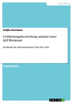 ISBN 9783656411802: Gefährdungsbeurteilung anhand einer KfZ-Werkstatt | Fachkraft für Arbeitssicherheit FaSi bzw. SiFa | Zeljko Komazec | Taschenbuch | Paperback | 84 S. | Deutsch | 2013 | GRIN Verlag | EAN 9783656411802