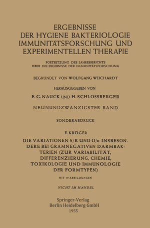 ISBN 9783662239261: Die Variationen S/R und O/o Insbesondere bei Gramnegativen Darmbakterien - Zur Variabilität, Differenzierung, Chemie, Toxikologie und Immunologie der Formtypen