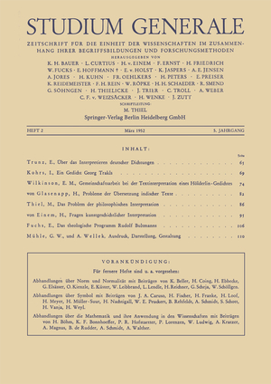 ISBN 9783662372821: Studium Generale - Zeitschrift für die Einheit der Wissenchaften im Zusammenhang Ihrer Begriffsbildungen und Forschungmethoden