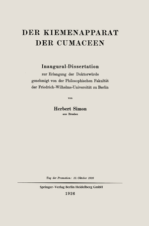 ISBN 9783662407493: Der Kiemenapparat der Cumaceen - Inaugural-Dissertation