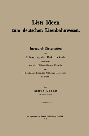 ISBN 9783662421277: Lists Ideen zum deutschen Eisenbahnwesen / Berta Meyer / Taschenbuch / Paperback / iv / Deutsch / Springer-Verlag GmbH / EAN 9783662421277