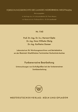 ISBN 9783663005544: Funkenerosive Bearbeitung