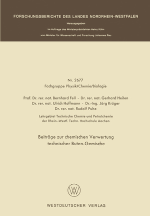 ISBN 9783663018599: Beitraege zur chemischen Verwertung technischer Buten-Gemische