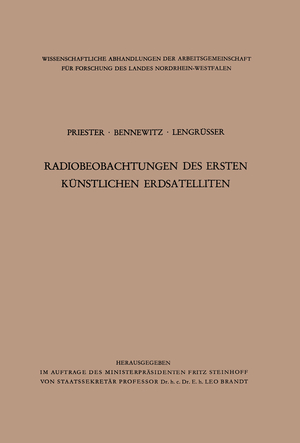 ISBN 9783663028734: Radiobeobachtungen des ersten künstlichen Erdsatelliten.