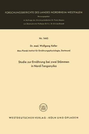 ISBN 9783663031253: Studie zur Ernährung bei zwei Stämmen in Nord-Tanganyika