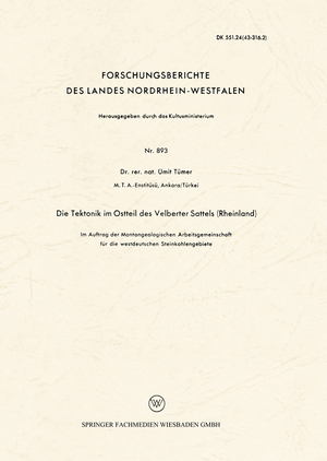 ISBN 9783663034766: Die Tektonik im Ostteil des Velberter Sattels (Rheinland)