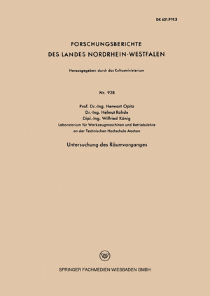 ISBN 9783663037927: Untersuchung des Räumvorganges / Herwart Opitz / Taschenbuch / Paperback / 118 S. / Deutsch / VS Verlag fr Sozialwissenschaften / EAN 9783663037927