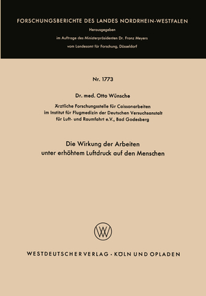 ISBN 9783663039105: Die Wirkung der Arbeiten unter erhöhtem Luftdruck auf den Menschen