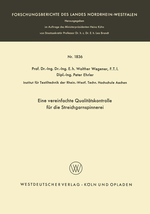 ISBN 9783663061649: Eine vereinfachte Qualitätskontrolle für die Streichgarnspinnerei