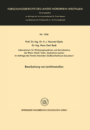 ISBN 9783663061892: Bearbeitung von Leichtmetallen