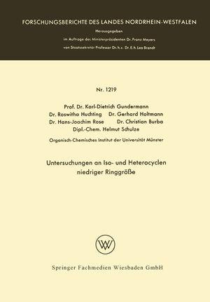 ISBN 9783663064923: Untersuchungen an Iso- und Heterocyclen niedriger Ringgröße