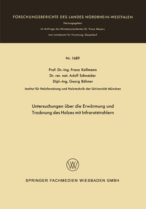 ISBN 9783663065470: Untersuchungen über die Erwärmung und Trocknung des Holzes mit Infrarotstrahlern