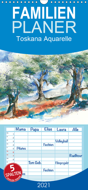 ISBN 9783672189518: Toskana Aquarelle - Familienplaner hoch (Wandkalender 2021 , 21 cm x 45 cm, hoch)