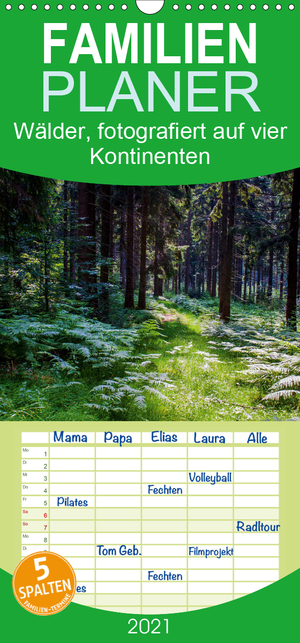 ISBN 9783672199289: Wälder, fotografiert auf vier Kontinenten - Familienplaner hoch (Wandkalender 2021 , 21 cm x 45 cm, hoch) - Waldlandschaften, fotografiert in Deutschland, USA, Namibia, Südafrika, Tasmanien und Australien (Monatskalender, 14 Seiten )