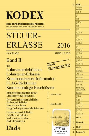 ISBN 9783707334418: KODEX Steuer-Erlässe 2016, Band II (Kodex des Österreichischen Rechts)