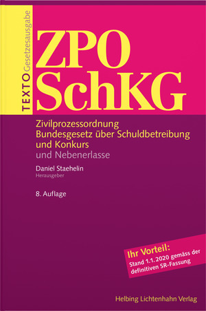 ISBN 9783719042820: Texto ZPO/SchKG - Zivilprozessordnung, Bundesgesetz über Schuldbetreibung und Konkurs und Nebenerlasse, Stand 01.01.2020