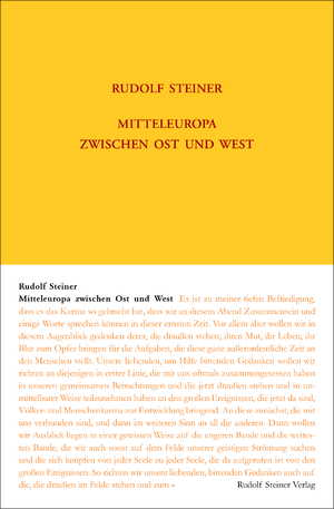 neues Buch – Rudolf Steiner – Mitteleuropa zwischen Ost und West