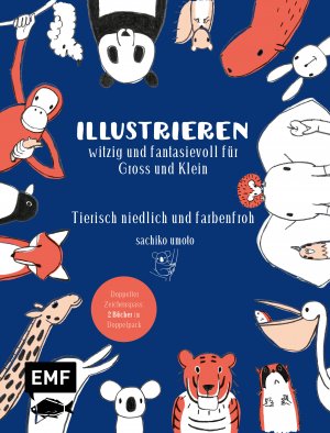 neues Buch – Illustrieren – witzig und fantasievoll für Groß und Klein - Tierisch niedlich und farbenfroh – Dreifacher Zeichenspaß: 3 Bücher zum Spitzenpreis