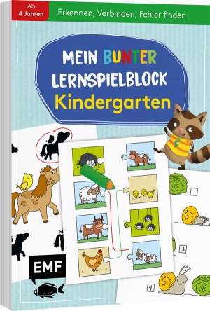 ISBN 9783745909180: Mein bunter Lernspielblock – Kindergarten: Erkennen, Verbinden, Fehler finden - Übungen und Rätsel ab 4 Jahren