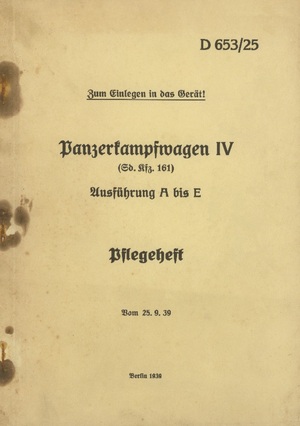 ISBN 9783759785008: Panzerkampfwagen IV (Sd.Kfz. 161) Ausführung A bis E - Pflegeheft – Vom 25.09.1939 - Neuauflage 2024