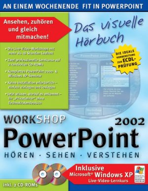 ISBN 9783772387562: Workshop Powerpoint 2002 - Das visuelle Hörbuch. Hören, Sehen, verstehen (An einem Wochenende fit in PowerPoint) Live-Video-Lernkurs / 2 CDs in Schachtel