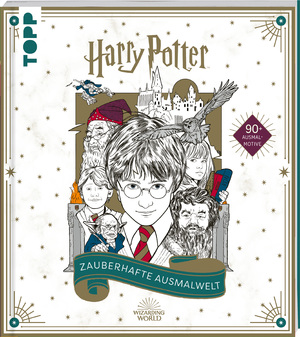 ISBN 9783772447402: Harry Potter - Zauberhafte Ausmalwelt – Das offizielle Ausmalbuch. Cover mit Gold-Highlights und metallische Effekten im Innenteil