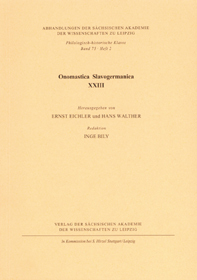 ISBN 9783777608464: Onomastica Slavogermanica XXIII