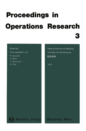 ISBN 9783790801385: DGOR Papers of the Annual Meeting 1973 / Vorträge der Jahrestagung 1973