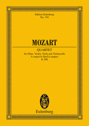 ISBN 9783795766757: Quartett A-Dur – KV 298. Flöte, Violine, Viola und Violoncello. Studienpartitur.